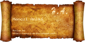 Henczi Anikó névjegykártya